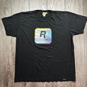 Rockstar Games Graphic T-Shirt Mens 2XL Black Rainbow Logo Short Sleeve Tee